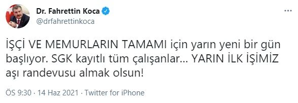 SGK'ya kayıtlı tüm çalışanlar için aşı randevusu açılıyor